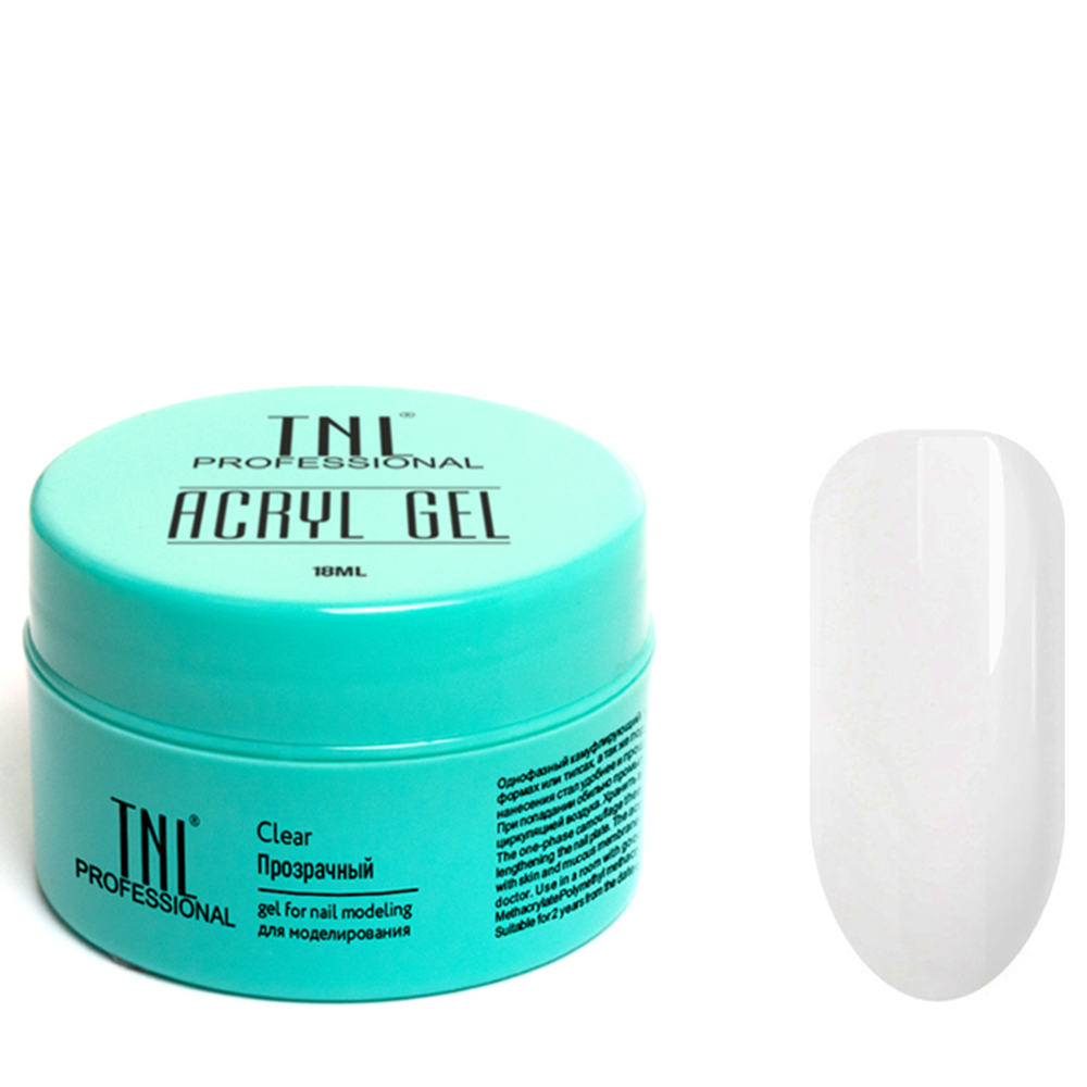 TNL Professional Акрил-гель для моделирования ногтей, прозрачный / Acryl Gel 18 мл, фото 1