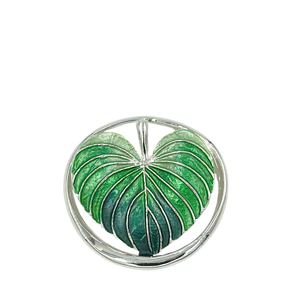 IWOU PROFESSIONAL Брошь-магнит Лист-сердце зеленый, фото 1