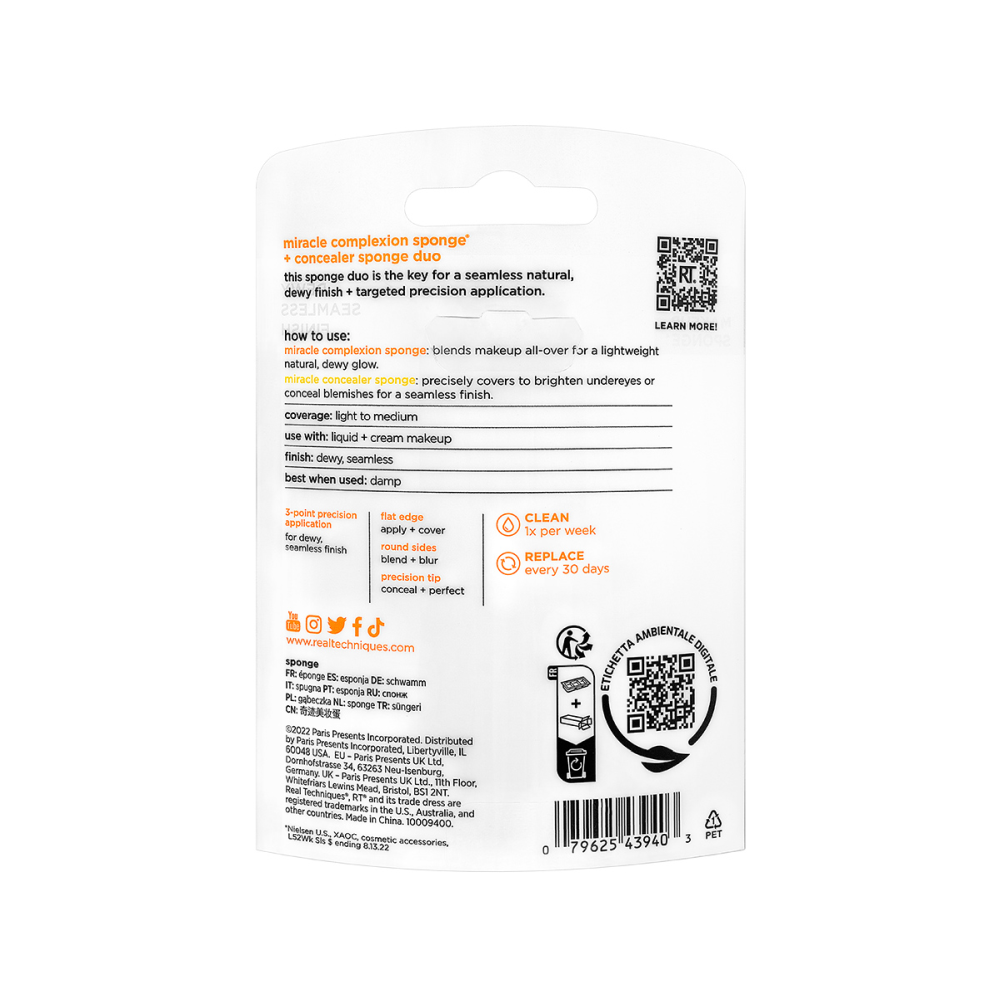REAL TECHNIQUES Набор спонжей для макияжа / Real Techniques Miracle Complexion Sponge + Concealer Sponge Duo, фото 4