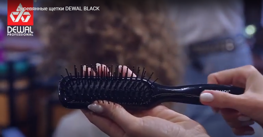 DEWAL PROFESSIONAL Щетка массажная Black деревянная, пластиковый штифт, 7 рядов, фото 2