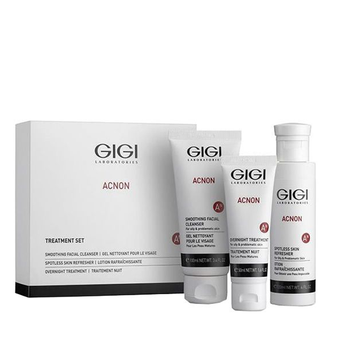 GIGI Набор трехступенчатый Чистая кожа (мыло 100 мл, крем акнеконтроль 50 мл , эссенция 120 мл) ACNON Set gigi мыло для глубокого очищения acnon 100
