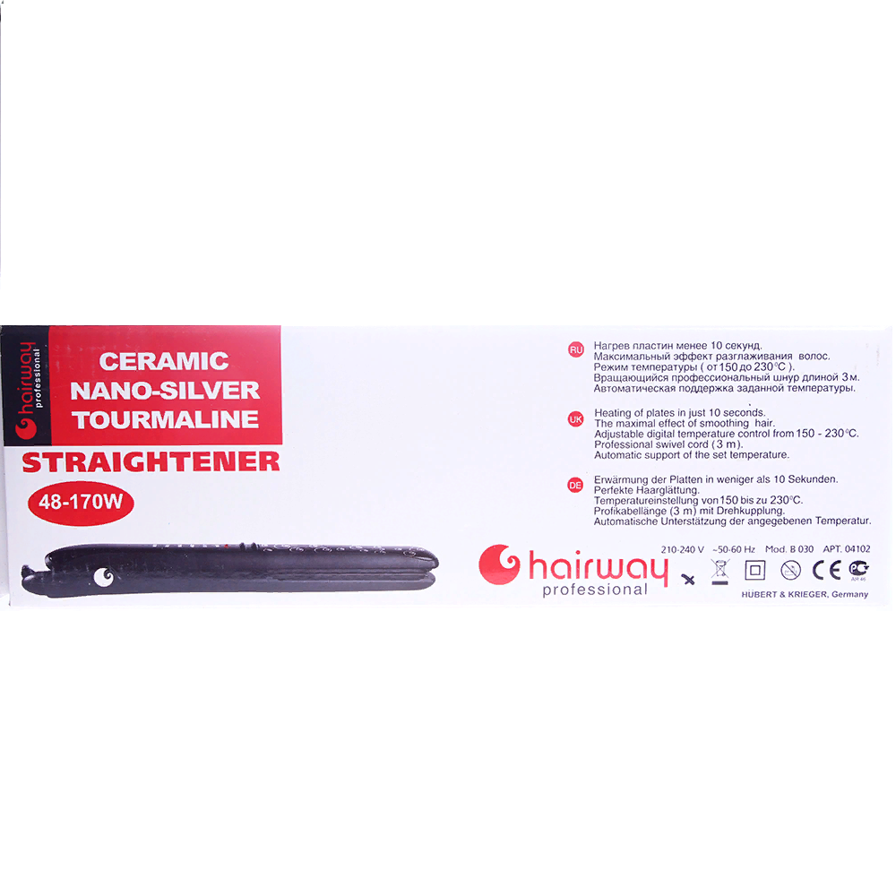 HAIRWAY Щипцы Nano Silver Tourmaline (long plate) 120 мм 170 W, фото 4