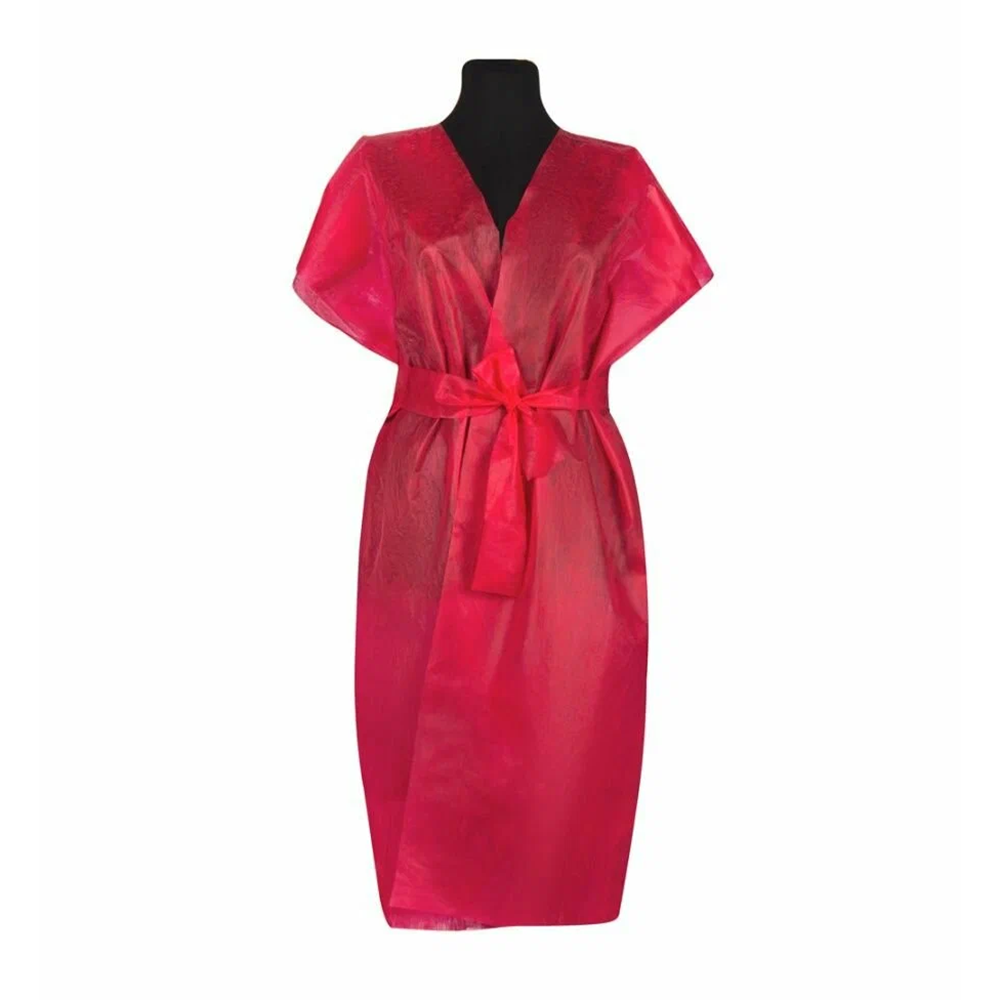 ЧИСТОВЬЕ Халат-кимоно без рукавов с поясом универсальный, спанбонд бордовый 10 шт, фото 2