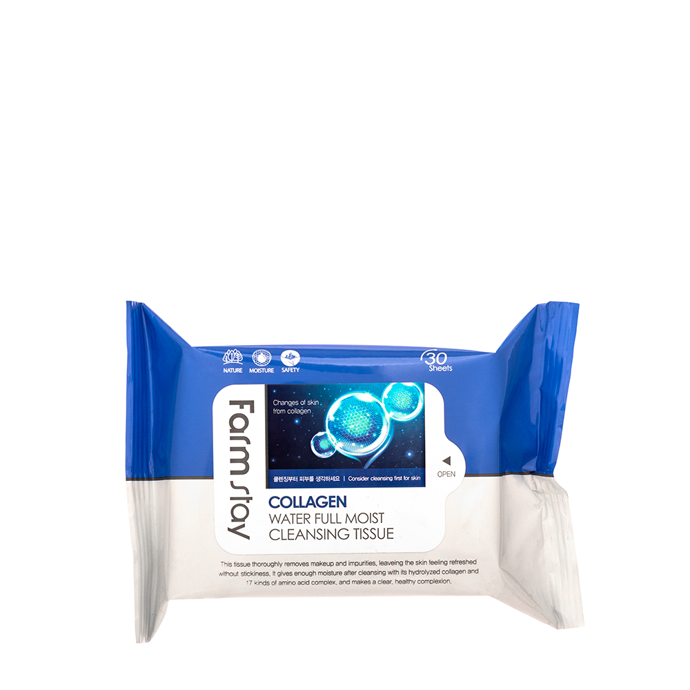 

FARMSTAY Салфетки увлажняющие для снятия макияжа с коллагеном / Collagen Water Full Moist Cleansing Tissue 30 шт