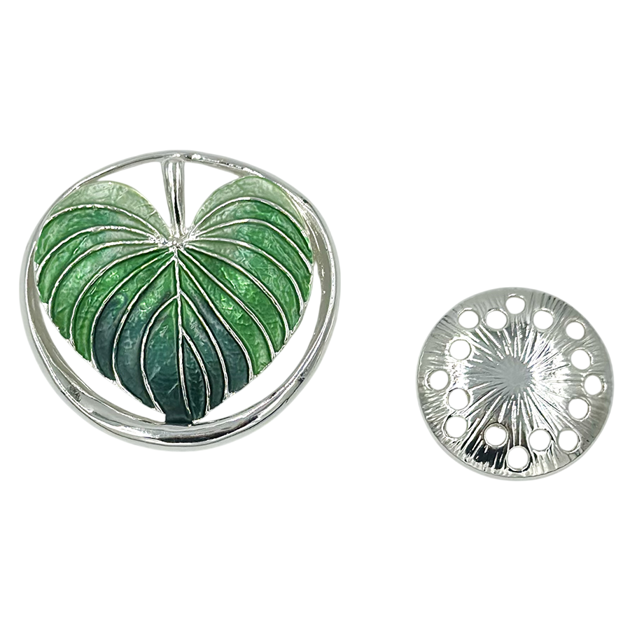 IWOU PROFESSIONAL Брошь-магнит Лист-сердце зеленый, фото 2