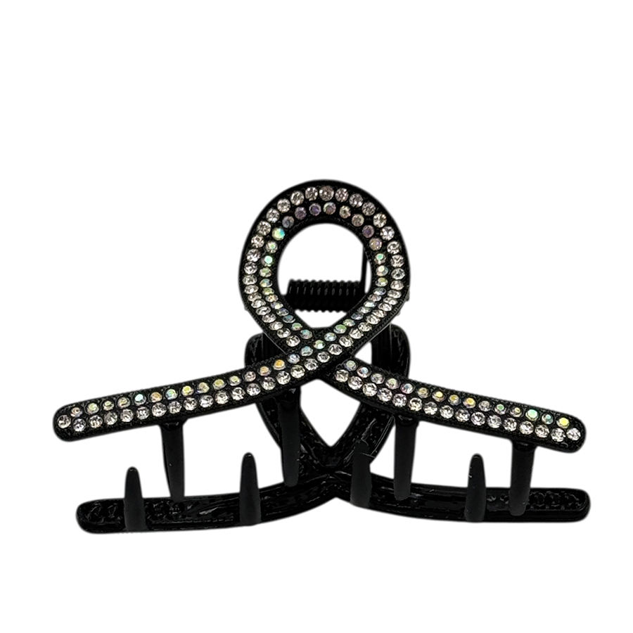 IWOU PROFESSIONAL Краб для волос Элегантная петля черный со стразами 6*4см 1шт, фото 2