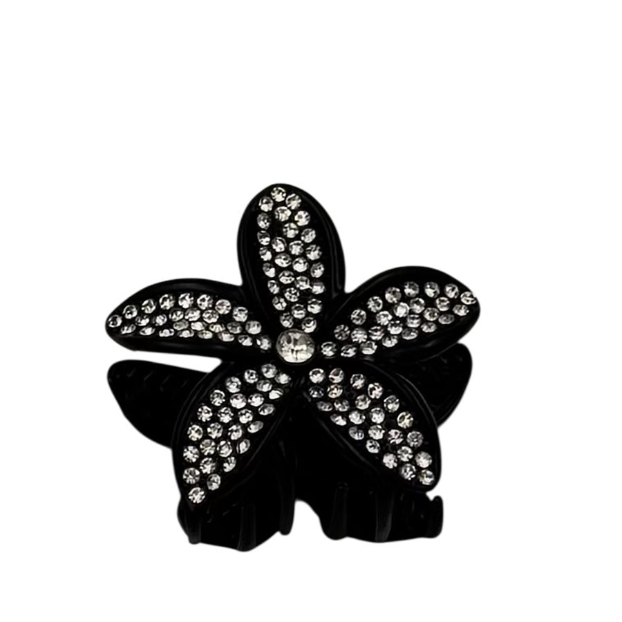 IWOU PROFESSIONAL Краб для волос мини Цветок в стразах черный 1шт, фото 2