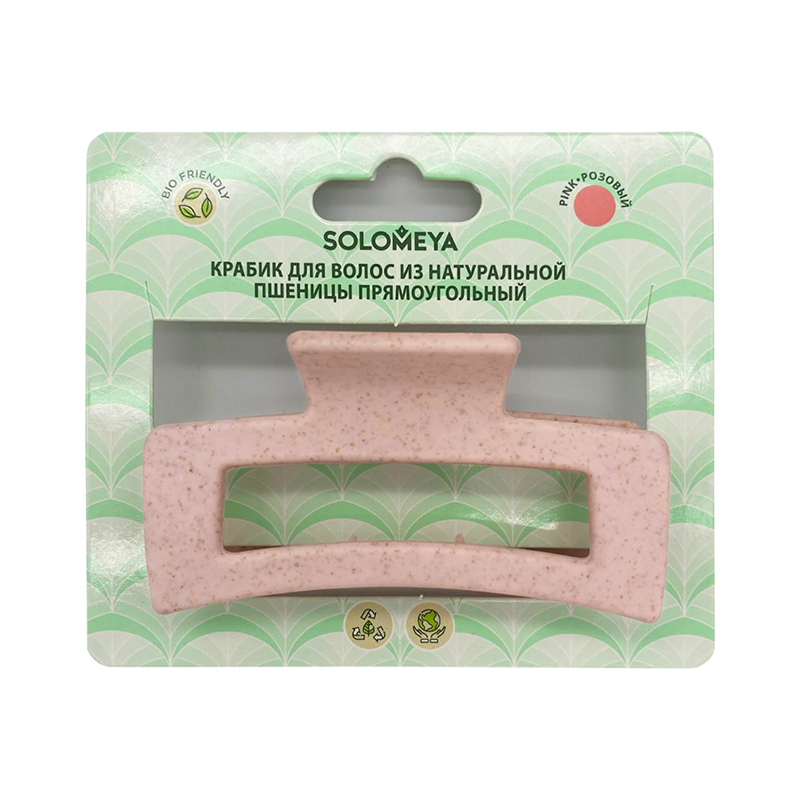 SOLOMEYA Крабик для волос из натуральной пшеницы прямоугольный, розовый / Straw Claw Hair Clip Rectangle Pink, фото 2