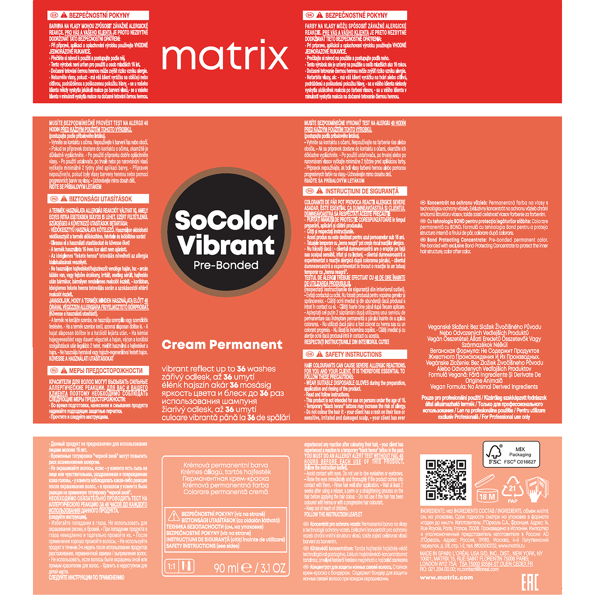 MATRIX 8CC краситель перманентный аммиачный, светлый блондин глубокий медный / SoColor Pre-Bonded 90 мл, фото 4