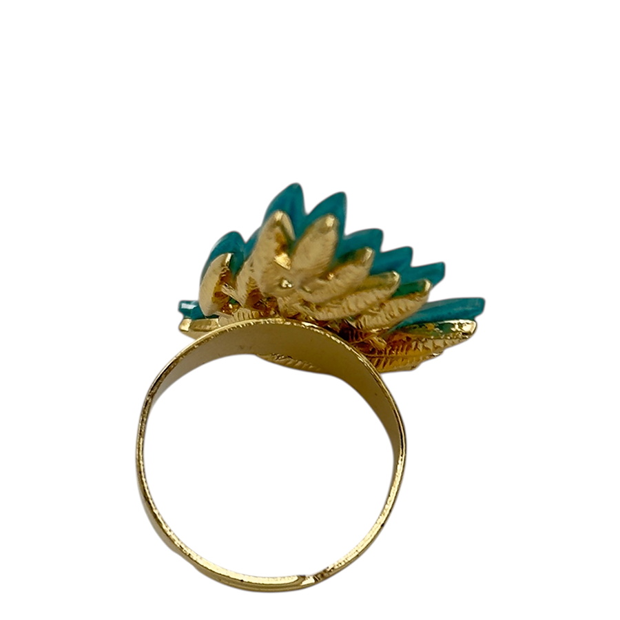 IWOU PROFESSIONAL Кольцо Крыло ангела бирюзовые кристалы, фото 2