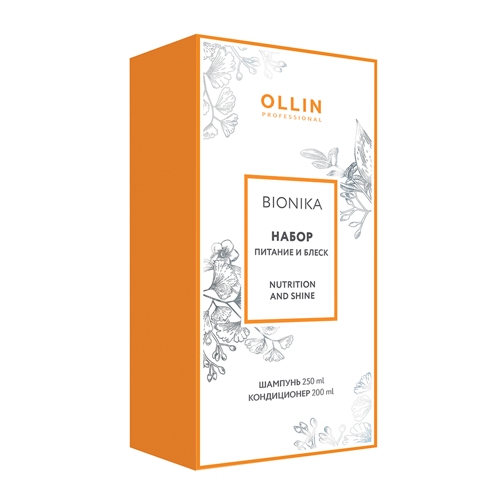 OLLIN PROFESSIONAL Набор Питание и блеск для волос (шампунь 250 мл, кондиционер 200 мл) OLLIN BIONIKA