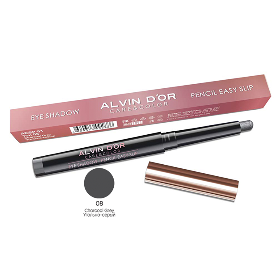ALVIN D'OR Тени-карандаш для век, тон 08 / Pencil easy slip charcoal grey 0,29 гр, фото 2
