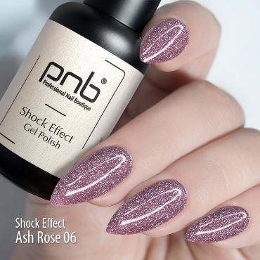 PNB 06 гель-лак для ногтей светоотражающий, пепельно-розовый / Gel Polish SHOCK EFFECT Ash Rose PNB UV/LED 8 мл