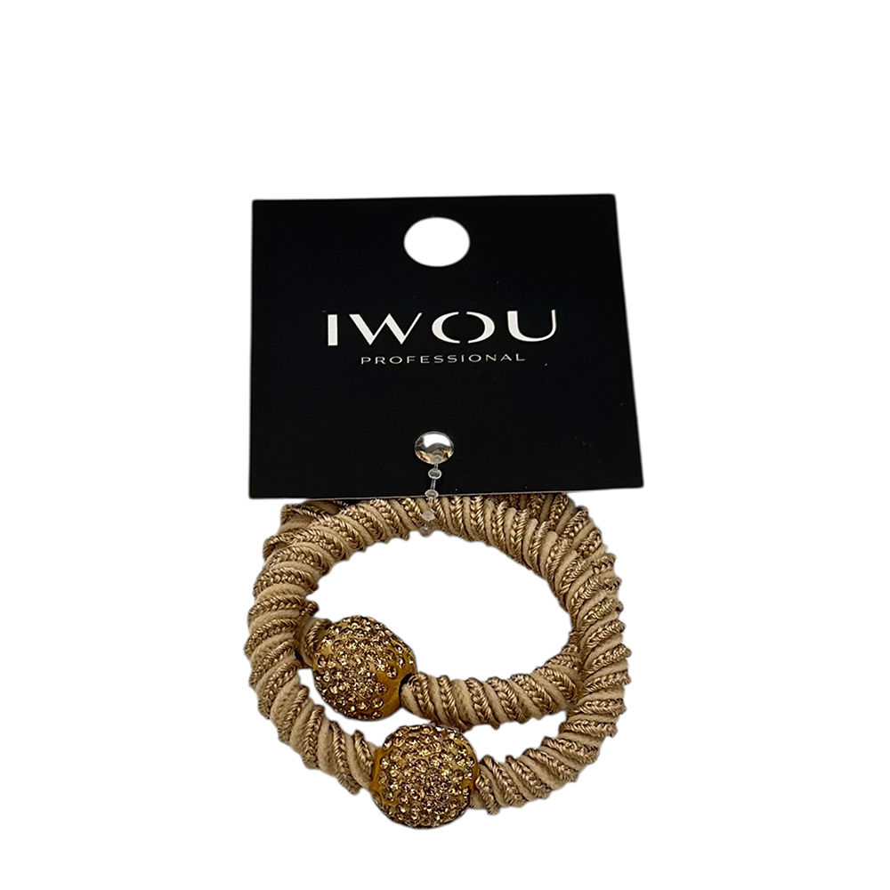 IWOU PROFESSIONAL Резинка для волос Золотая бусина латте 2шт, фото 1