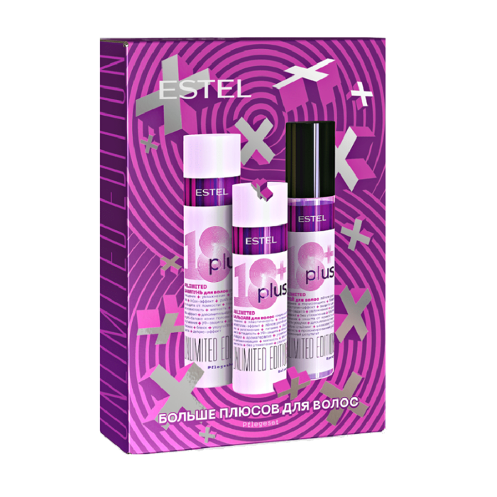ESTEL PROFESSIONAL Набор ESTEL 18 PLUS (шампунь 250 мл + бальзам 200 мл + спрей 200 мл) фиолетовый бальзам с прямыми пигментами для волос estel яpко 150 мл