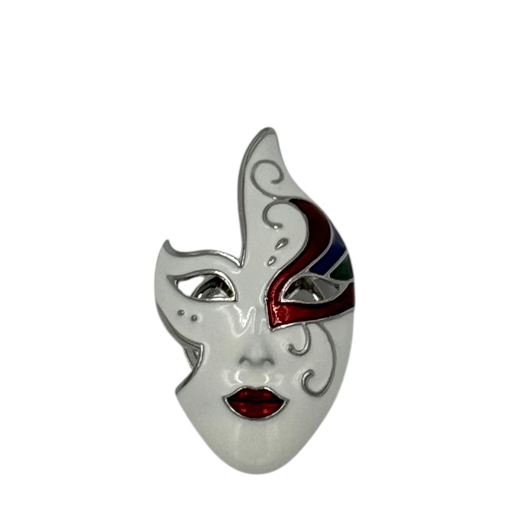 IWOU PROFESSIONAL Брошь-магнит Венецианская маска серебро, фото 1