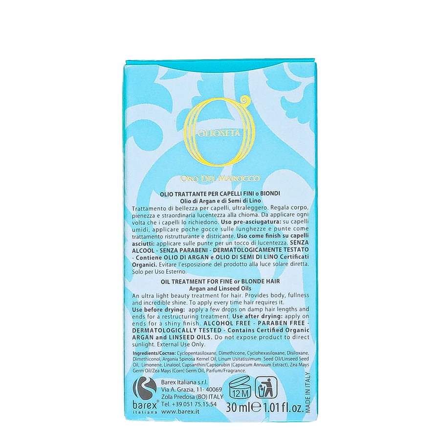 BAREX Масло-блонд уход Золото Марокко / OLIOSETA ORO DEL MOROCCO 30 мл, фото 3