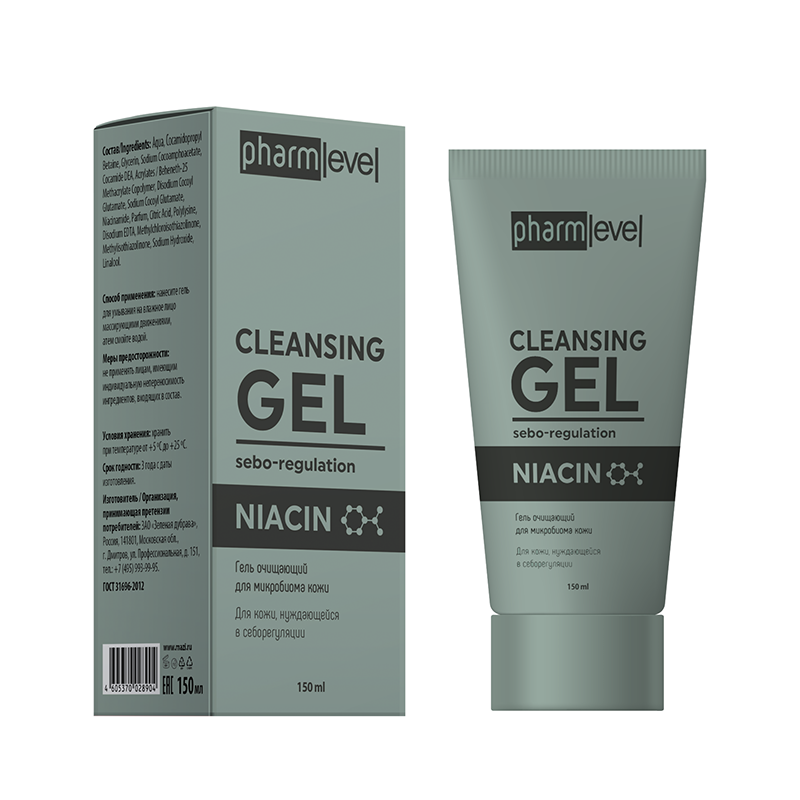 PHARMLEVEL Гель очищающий для микробиома кожи / NIACIN 150 мл, фото 2