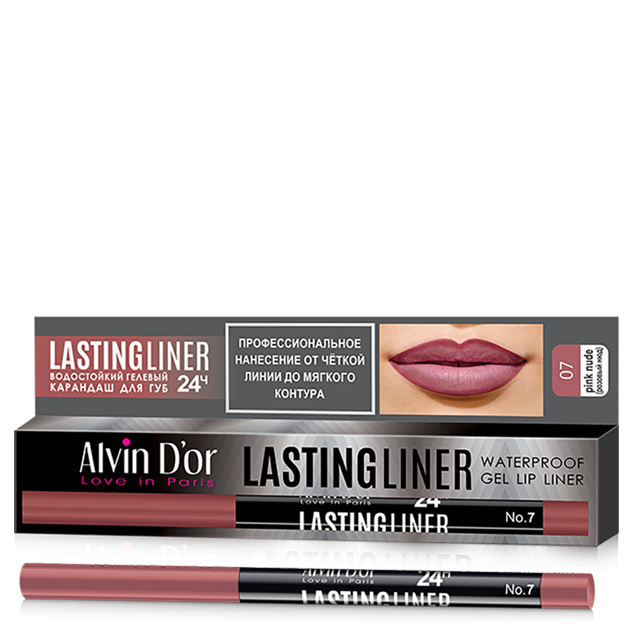 ALVIN D'OR Карандаш гелевый водостойкий для губ, тон 07 розовый нюд / LASTINGLINER 0,29 гр, фото 2