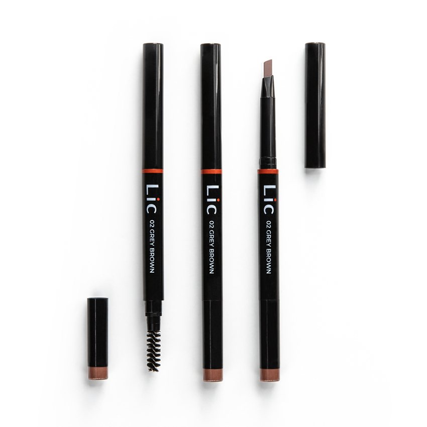 LIC Карандаш механический для бровей с треугольным грифелем 02 /Mechanical eyebrow pencil Grey brown 12 гр, фото 2