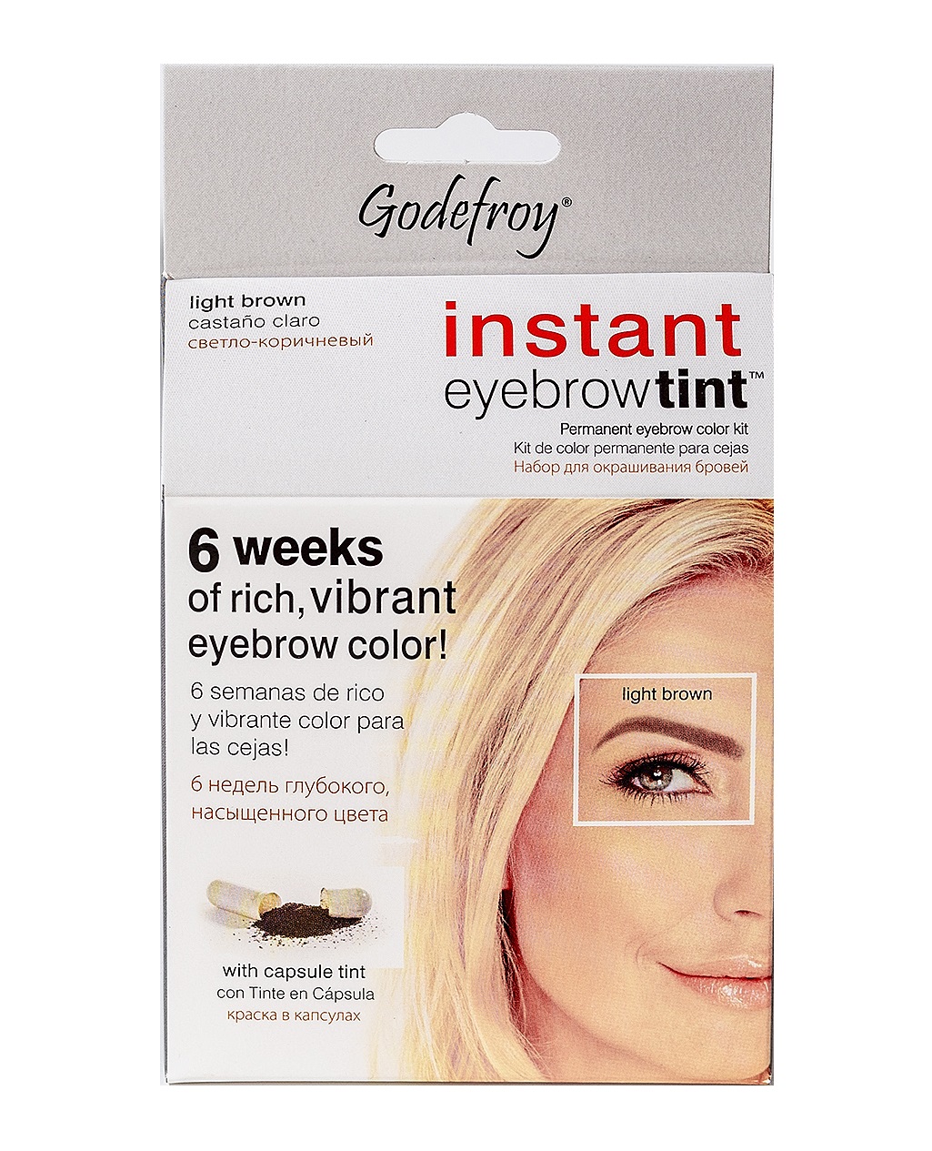 GODEFROY Краска-хна в капсулах для бровей с эффектом татуажа, светло-коричневый / Eyebrow Tint Light Brown 15 шт