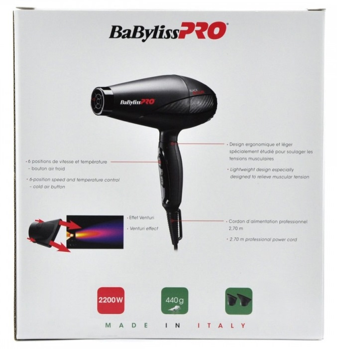 BABYLISS PRO Фен BaByliss Pro BLACK STAR, 2 насадки, 2000Вт, фото 4