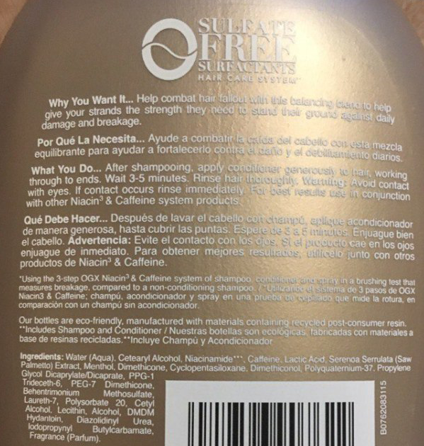 OGX Кондиционер против выпадения волос с ниацином и кофеином / Fight Fallout + Niacin & Caffeine Conditioner 385 мл, фото 2