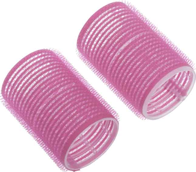 DEWAL BEAUTY Бигуди-липучки розовые, d 24x63 мм 10 шт бигуди для холодной завивки с круглой резинкой серо черные 95 мм 16 мм