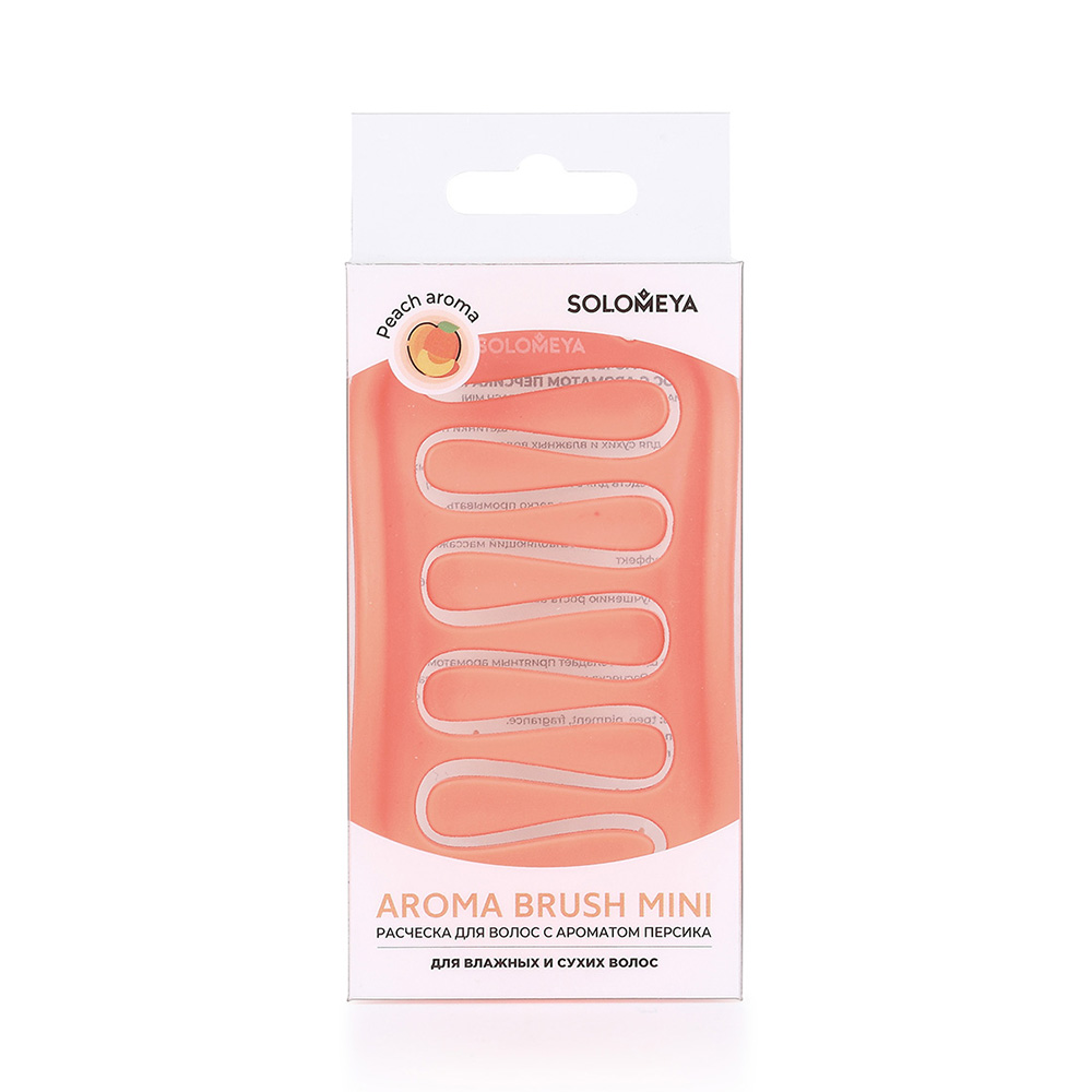 SOLOMEYA Арома-расческа для сухих и влажных волос с ароматом персика, мини / Aroma Brush for Wet&Dry hair Peach mini 1 шт, фото 5