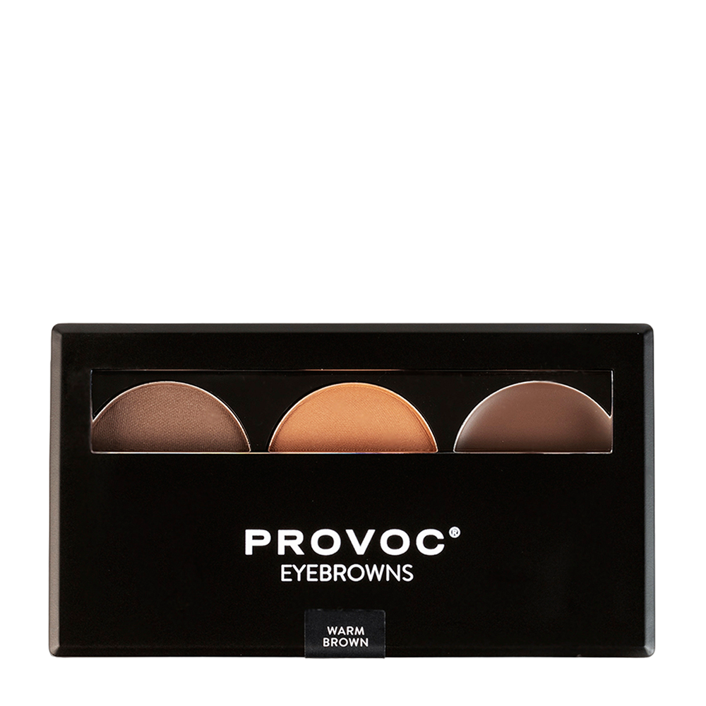 PROVOC Набор теней для бровей, 02 тепло-коричневый / EYEBROWNS Brow Palette 3,9 гр parisa cosmetics кисть для макияжа p 36 для проработки бровей с помощью теней
