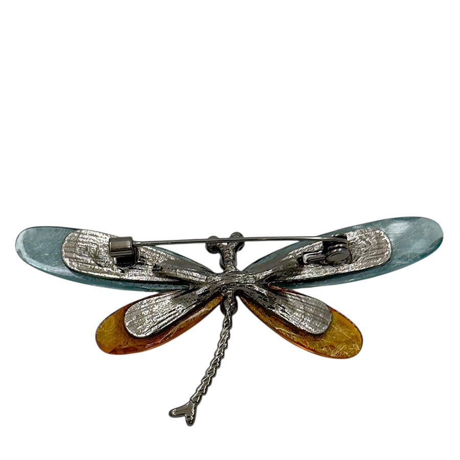 IWOU PROFESSIONAL Брошь Стрекоза золотисто-голубая, фото 2