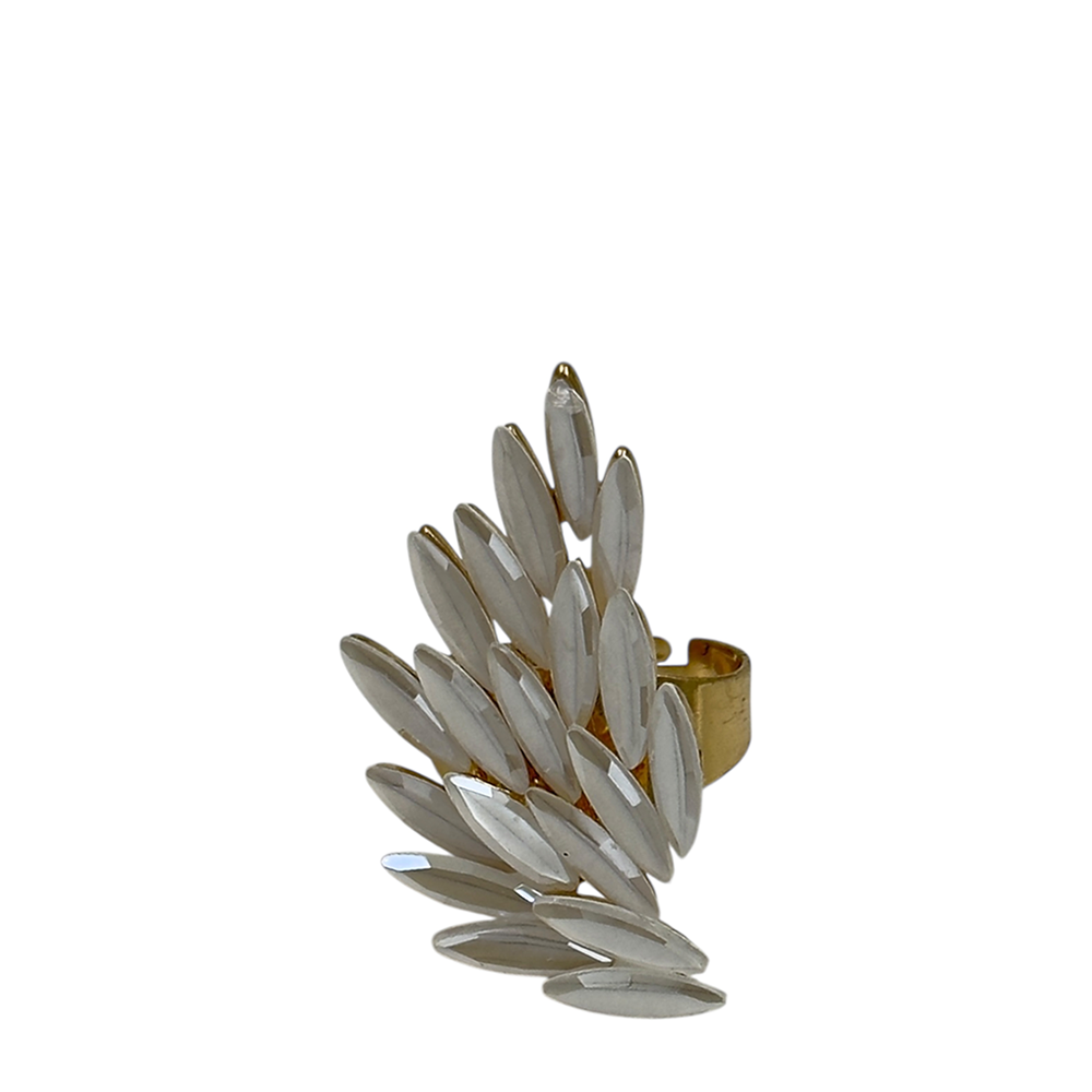 IWOU PROFESSIONAL Кольцо Крыло ангела белые кристалы, фото 1