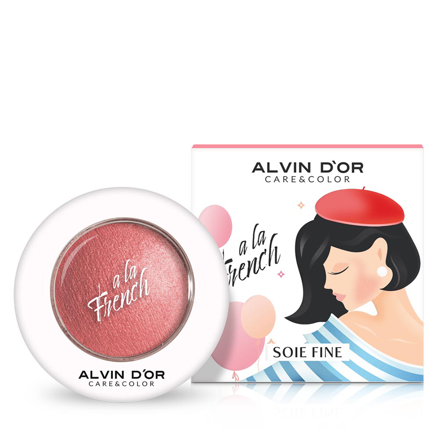 ALVIN D'OR Румяна запечённые для лица, тон 01 / Soie Fine A LA FRENCH new york pink 3,2 гр, фото 2