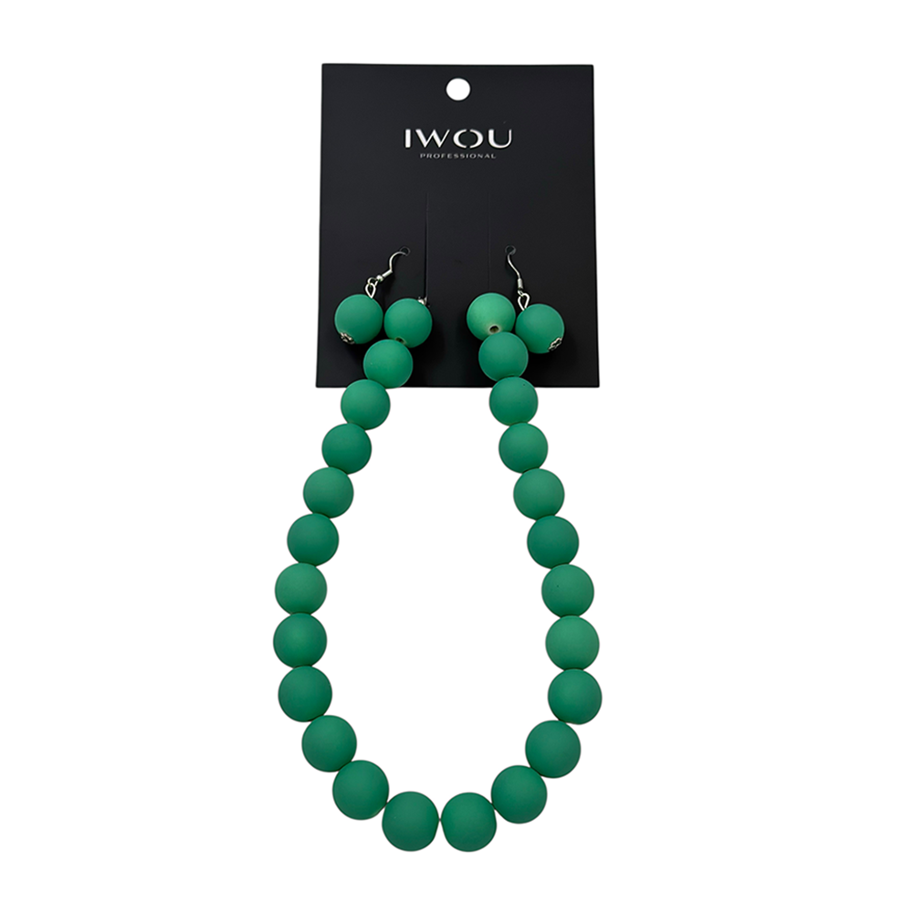 IWOU PROFESSIONAL Набор Жемчужина (ожерелье и серьги) мятный, фото 1