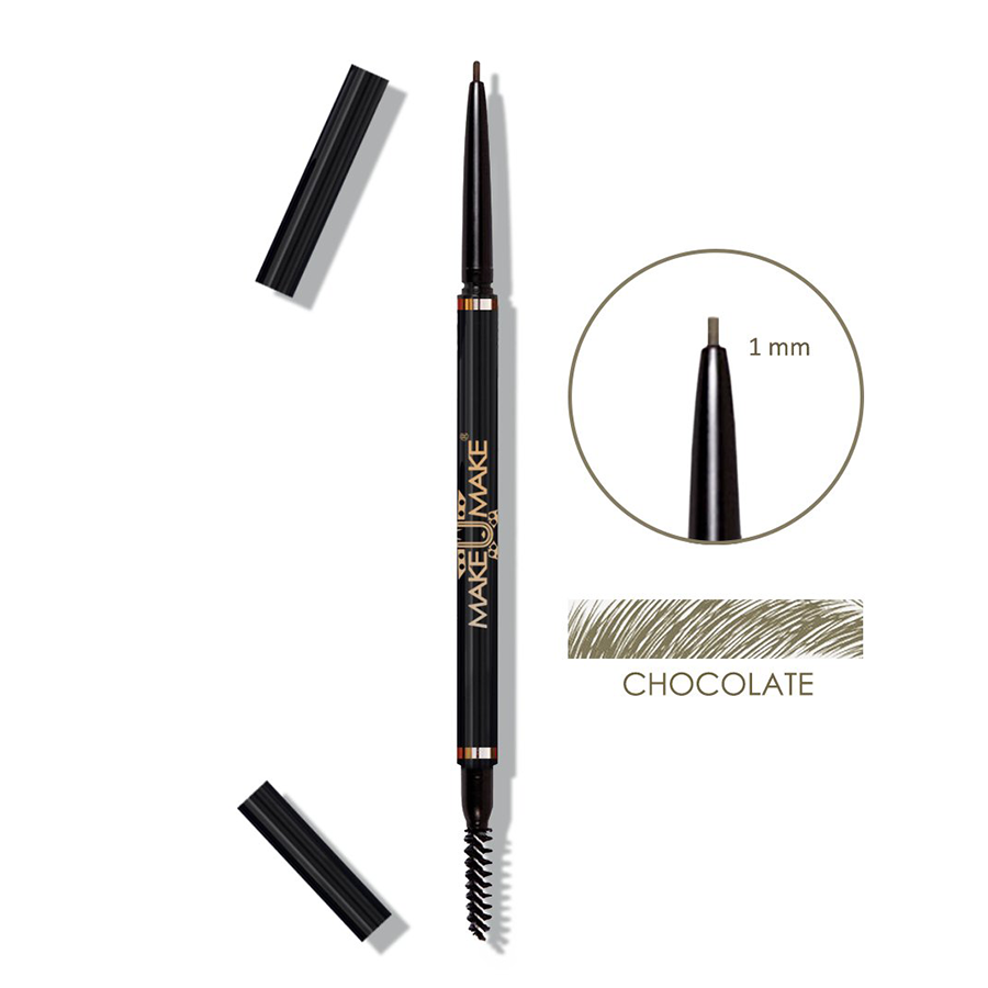 MAKE U MAKE Карандаш ультратонкий механический для бровей для русых и шатенок, шоколадный / Chocolate SlimMatic 3,2 гр, фото 3