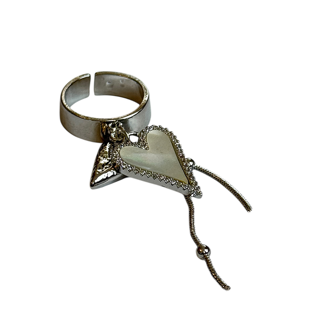 IWOU PROFESSIONAL Кольцо Два сердца с подвеской серебро, фото 1