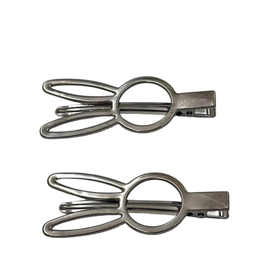 IWOU PROFESSIONAL Зажим для волос Зайчик металл черный глянец 2шт, фото 2