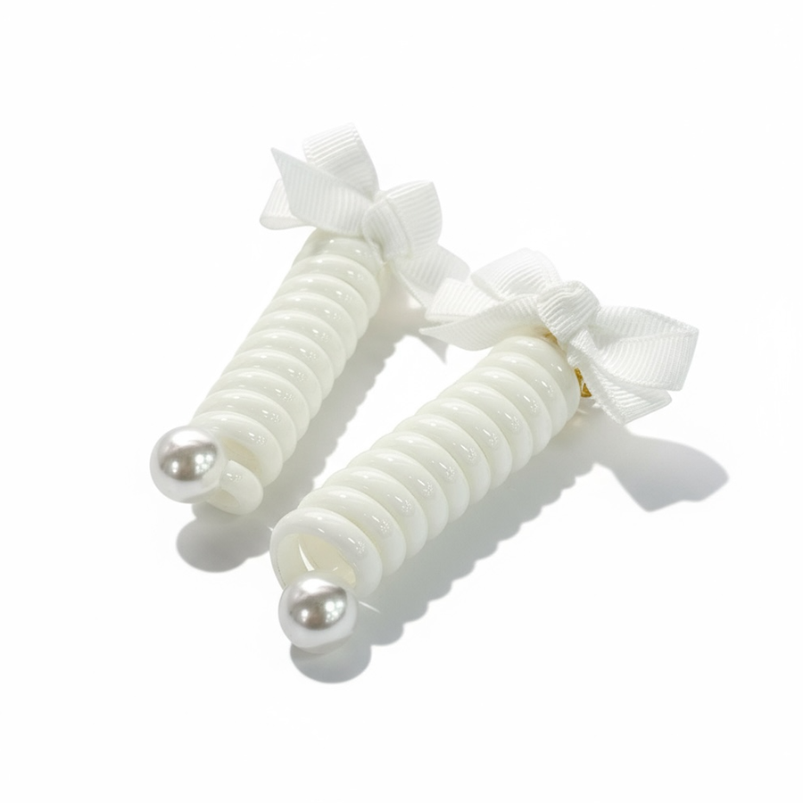 IWOU PROFESSIONAL Резинка для волос Пружина-шнур белая 2 шт, фото 2