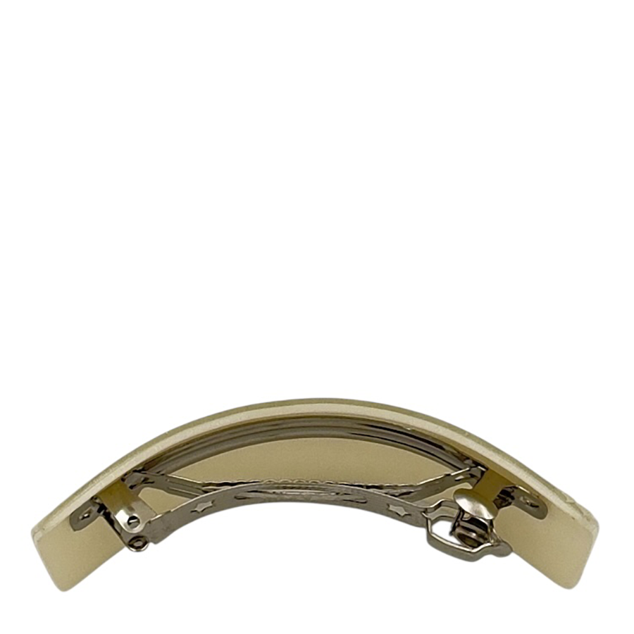 IWOU PROFESSIONAL Заколка - автомат Минерал прямоугольная слоновая кость 3*9,5см, фото 3