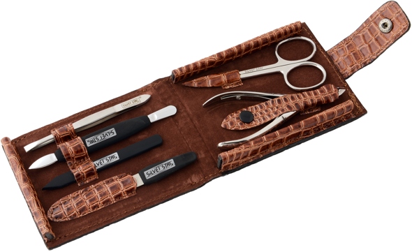 

SILVER STAR Набор маникюрный, коричневая кожа, 6 предметов, кнопка