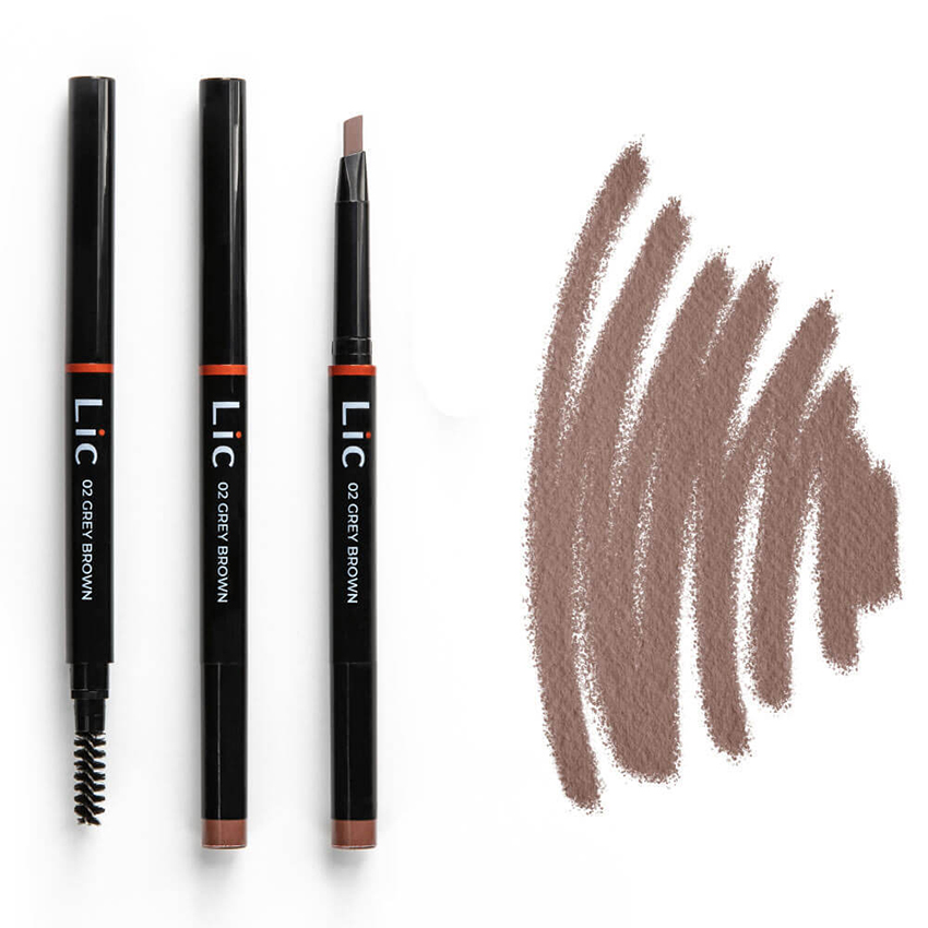 LIC Карандаш механический для бровей с треугольным грифелем 02 /Mechanical eyebrow pencil Grey brown 12 гр, фото 3