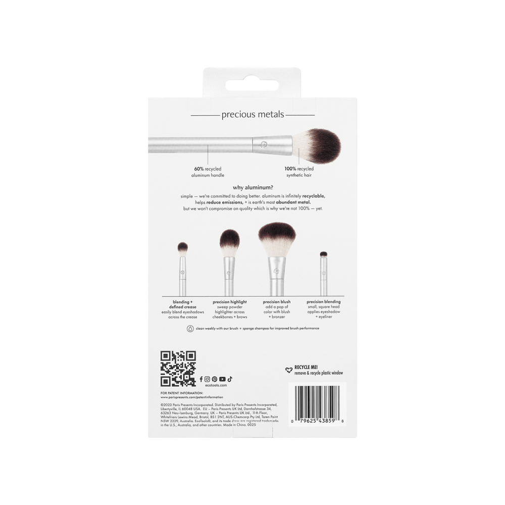 ECOTOOLS Набор кистей для макияжа / Precious Metals Cheek + Eye Highlight Set, фото 4