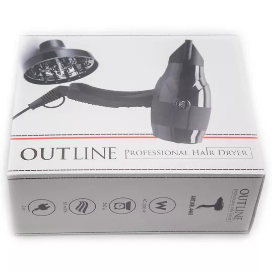 BE-UNI PROFESSIONAL Фен для волос OutLine, черный с диффузором, 2000-2200W, фото 9