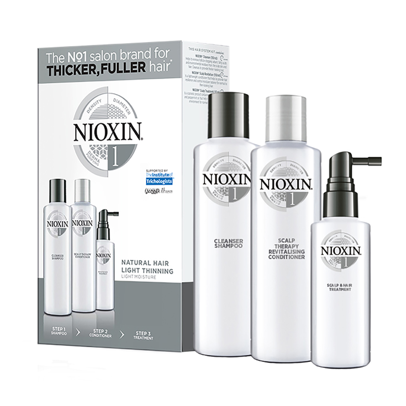 NIOXIN Набор для волос Система 1 (шампунь очищающий 300 мл, кондиционер увлажняющий 300 мл, маска питательная 100 мл) кондиционер anian экстракт лука и биотин антиоксидантный для укрепления волос 250 мл