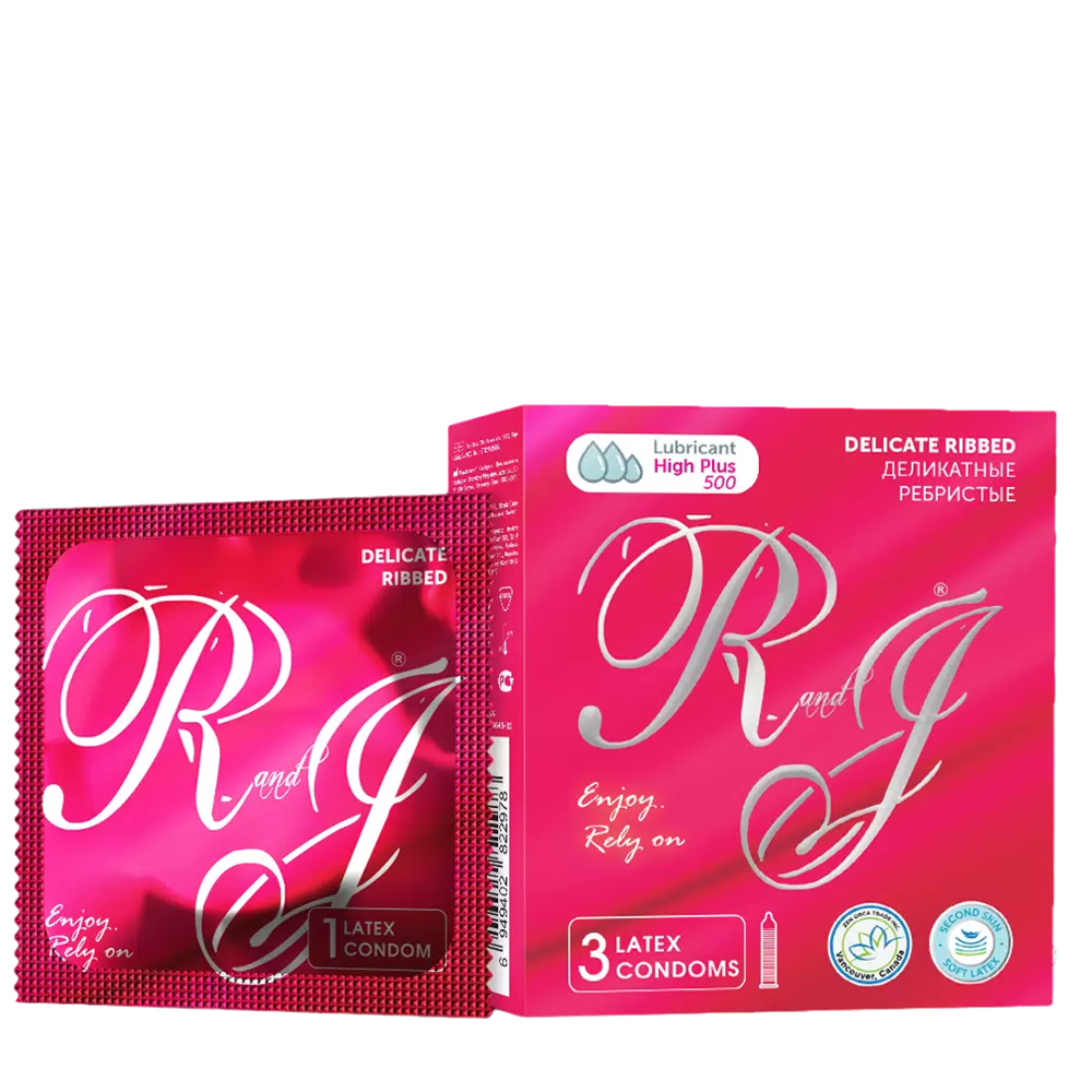 R and J Презервативы ребристые, натуральный латекс / DELICATE 3 шт maxus special презервативы точечно ребристые 15 шт