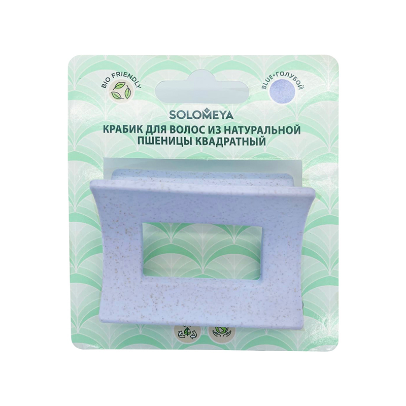 SOLOMEYA Крабик для волос из натуральной пшеницы квадратный, голубой / Straw Claw Hair Clip Square Blue, фото 2