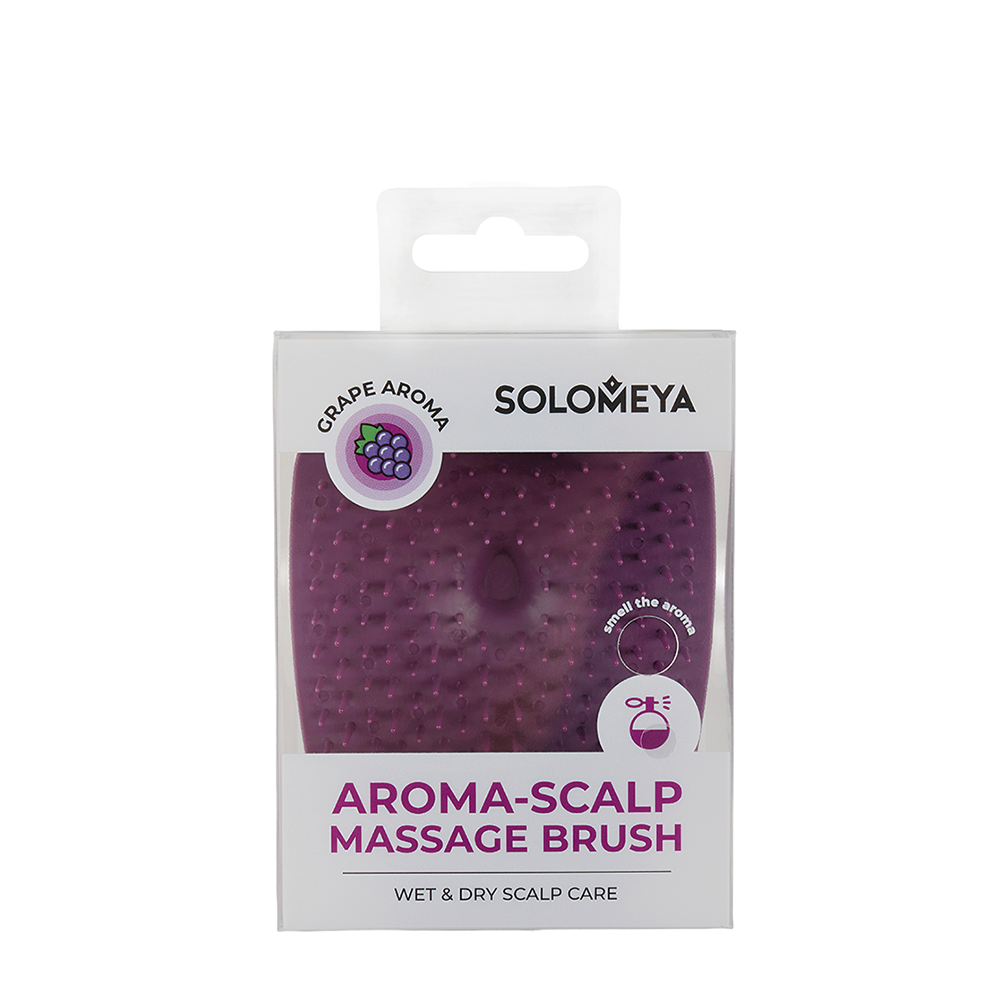 SOLOMEYA Арома-щетка массажная для головы и мытья волос, виноград / Aroma-scalp massage brush, Grape, фото 2