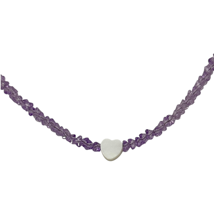 IWOU PROFESSIONAL Чокер Кристалики сиреневые с сердечком, фото 2