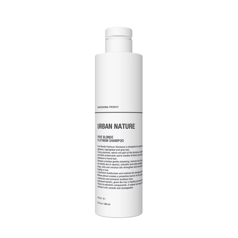 URBAN NATURE Шампунь тонирующий для светлых волос / PURE BLONDE PLATINUM SHAMPOO 250 мл, фото 2