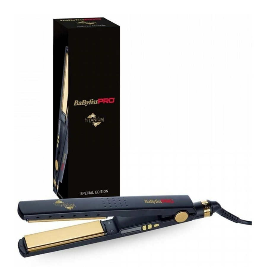 BABYLISS PRO Щипцы-выпрямитель Black Titanium с терморегулятором, титановое покрытие, 28 х 110 мм, черный 63Вт, фото 5